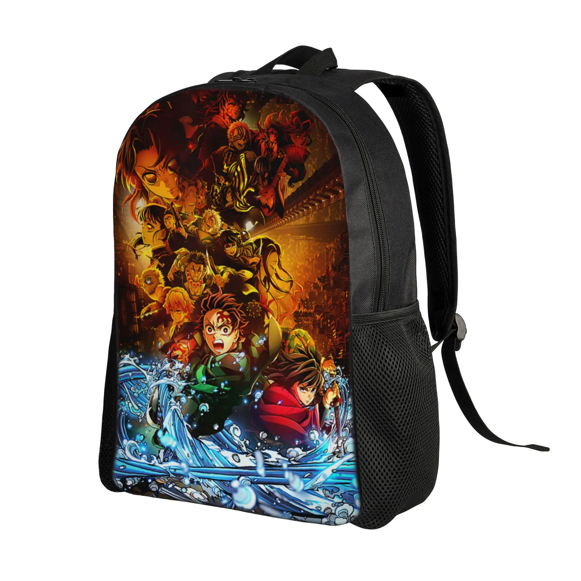 Demon Slayer backpacks Infinity Castle Hashira Water Battle Collage Daypack  mochila High School Zipper Closure Rucksack