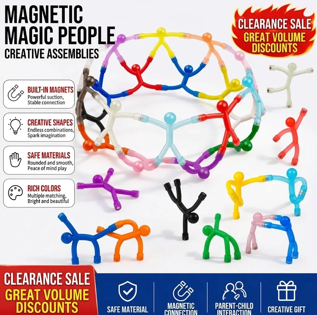 Mini Magnetic Man Toy Stress Relief Strong Magnet Fridge Sticker Keychain Colorful Small Decompression
