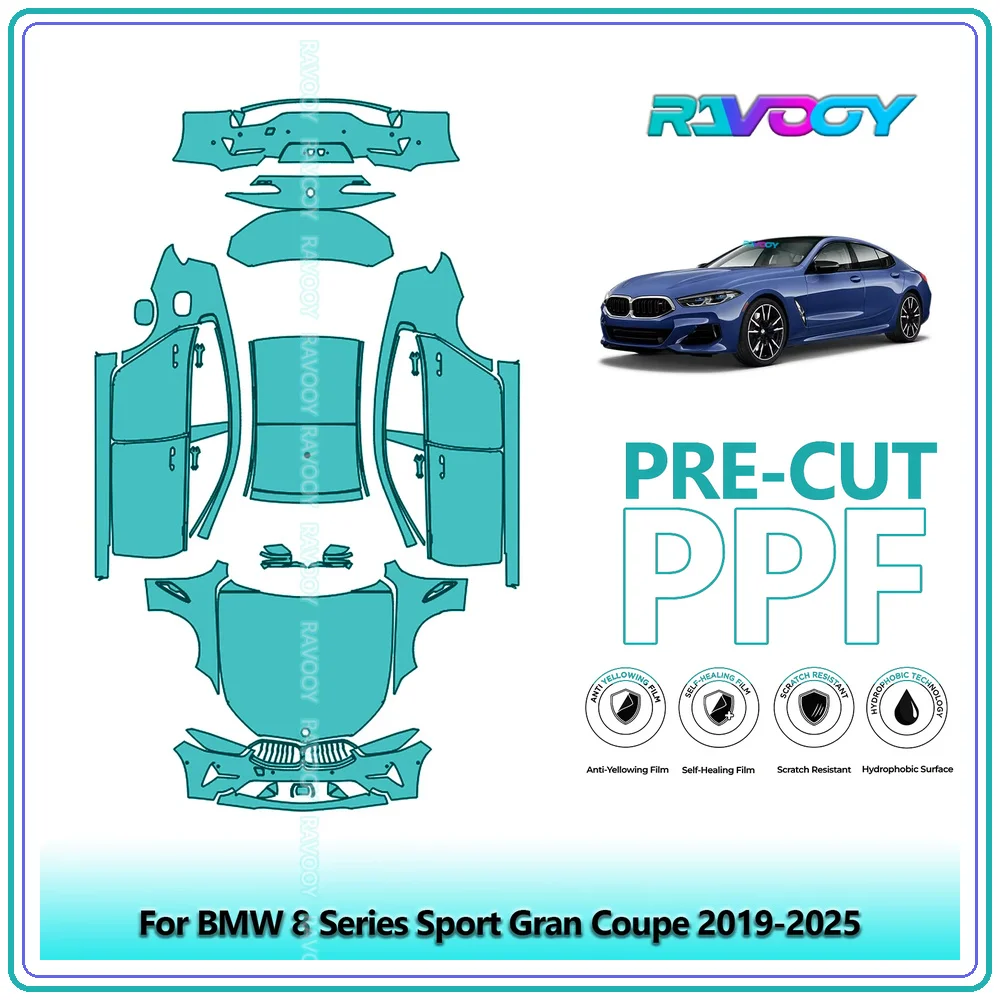 For BMW 8 Series Sport Gran Coupe 2019-2026 8.5Mil Precut TPU PPF Full Body Kit Clear Bra Stone Guard EU UK Car Body Protection