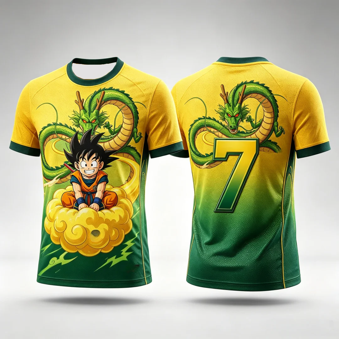 2026 Dragon Ball Kid Goku & Shenron # 7 Jersey T-Shirt 3D-Druck Anime Tee Atmungsaktive Sportbekleidung für Männer Frauen Fans Streetwear Top – Detail 5