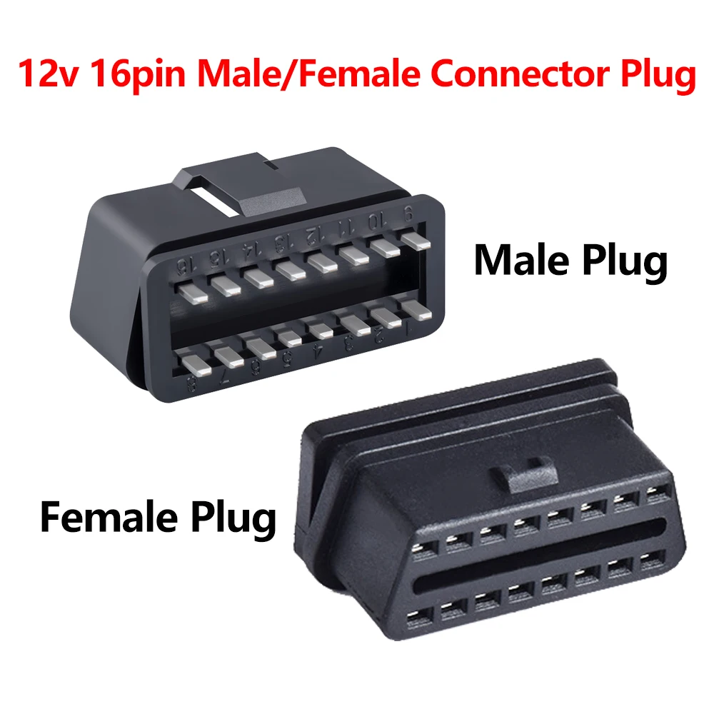 

Универсальный 16-контактный разъем OBDII адаптер 12 В штекер гнездовой адаптер OBD2 штекер автомобильный диагностический кабель J1962