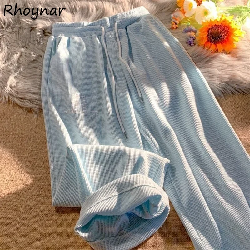 Casual Pants Women Spring Autumn Preppy Girls High Waist Loose Wide Leg Full Length Trouser Joggers Sweet Embroidery Workout Ins