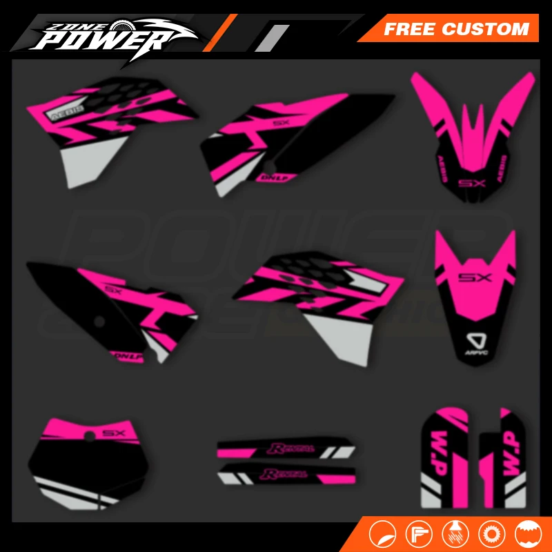 

Powerzone Full Set Decals Stickers Kits for KTM SX65 SX 65 2009-2015 Number Name Background Custom