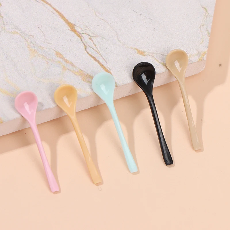 1PC 1:12 Dollhouse Mini Ice Cream Dessert Yogurt Spoon Model Kitchen Accessories For Doll House Decor Kids Toys Random Color