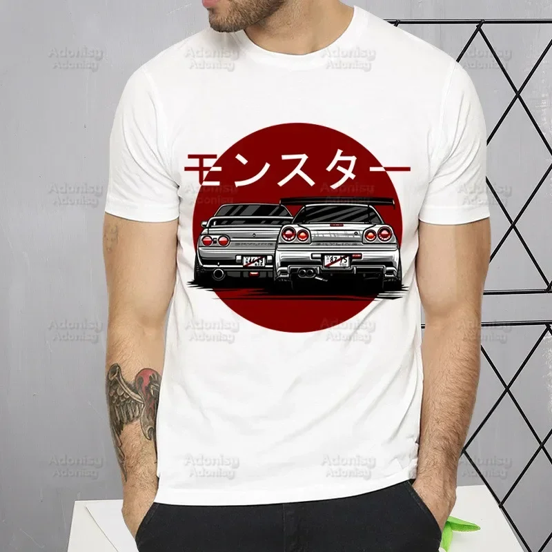 Japan Car Graphic Harajuku T-shirts Summer Men Hip Hop Initial D JDM Tshirt Japanese Nostalgic T Shirt Short Sleeve Top Tee