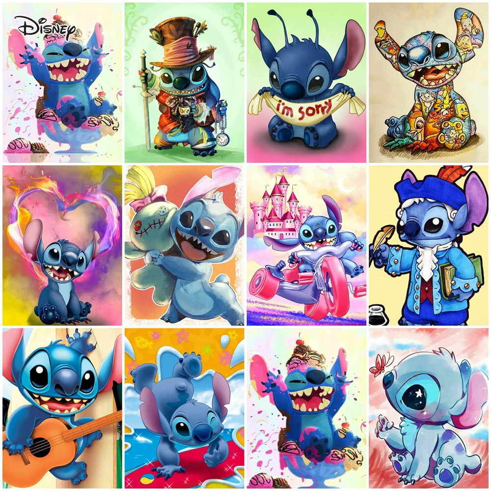 Disney Cartoon Acrylfarbe von Zahlen Lilo Stich Wohnkultur hand bemalte Kits auf Leinwand Wand kunst