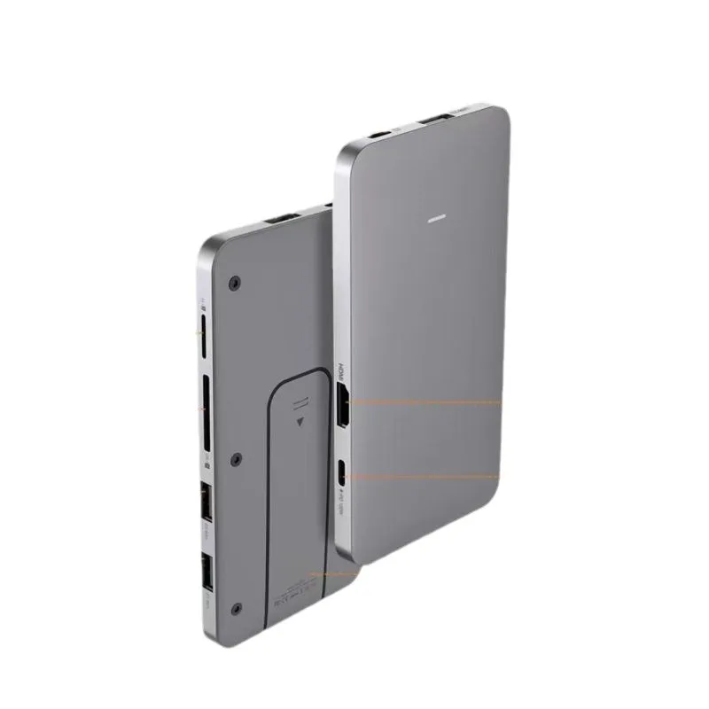 Portable Aluminum Alloy Slim M.2 NGFF SSD Enclosure Multi-function Docking Station 7-in-1 Docking Station