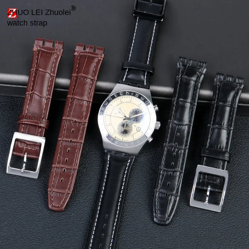 For swatch YCS YAS YGS series watch band 17mm 19mm genuine leather Wrist Strap Women men watch strap belt bracelet accessories