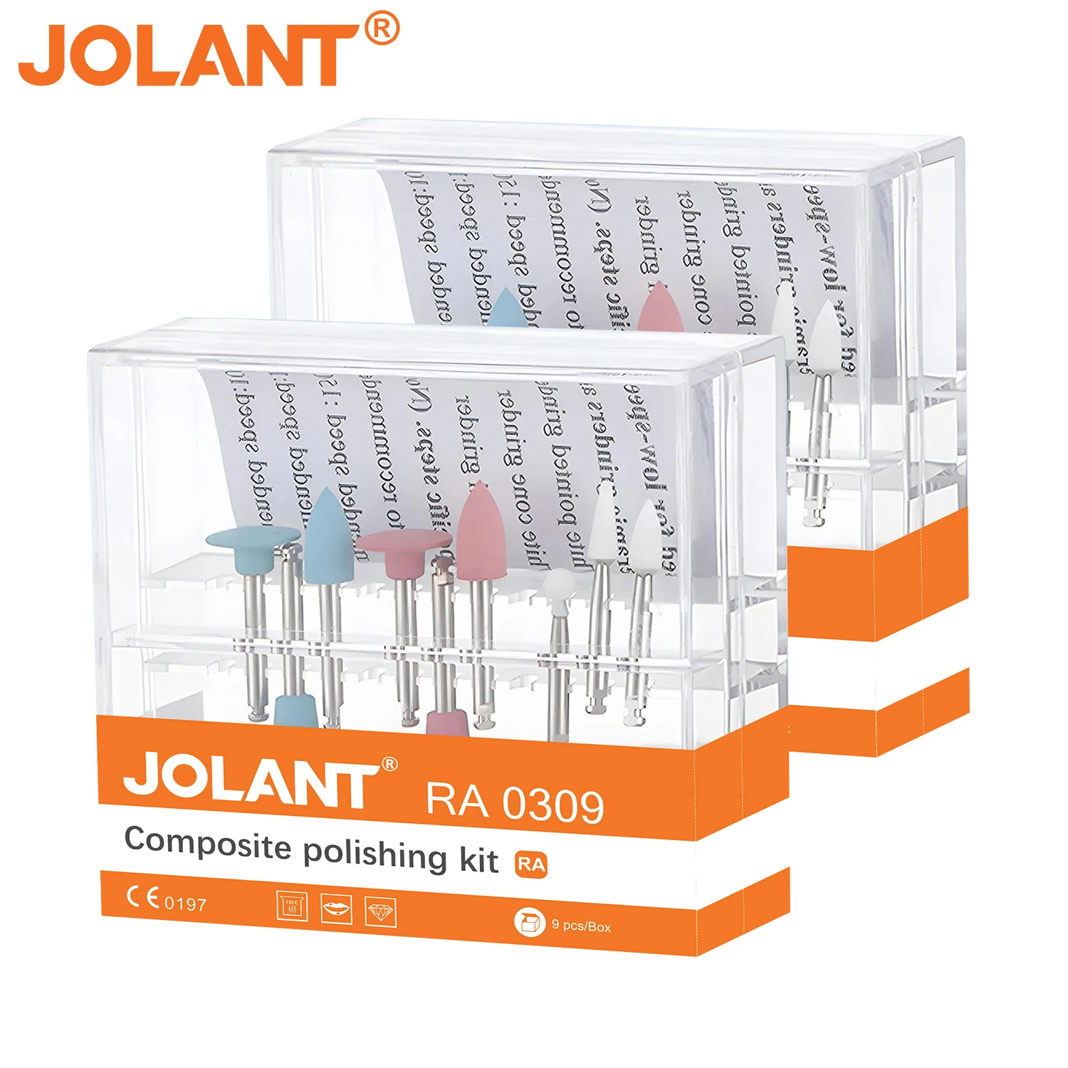 2 Boxes JOLANT Dental Silicone Grinding Heads Composite Polishing for Low-Speed Handpiece Contra Angle Kit RA 0309 Polishing