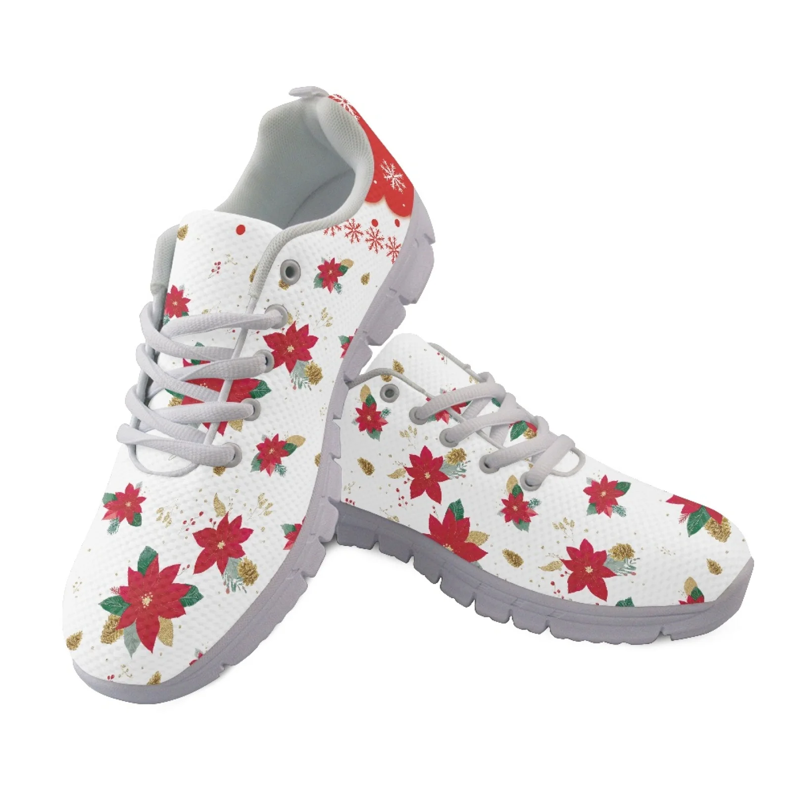 Coloranimal Green Snowflake Lace Up Running Sneakers Women Running Shoes Running Tennis Shoes for Mens Womens