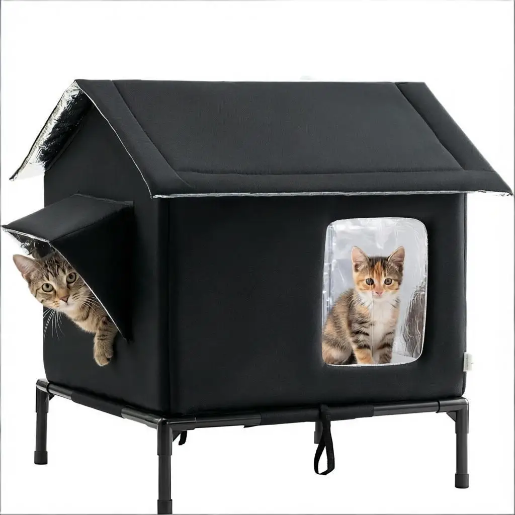 Elevated Pet House-Bed Moisture-Proof Design Cat House Weatherproof for Indoor or Outdoor Use Fits Small or Medium Pets