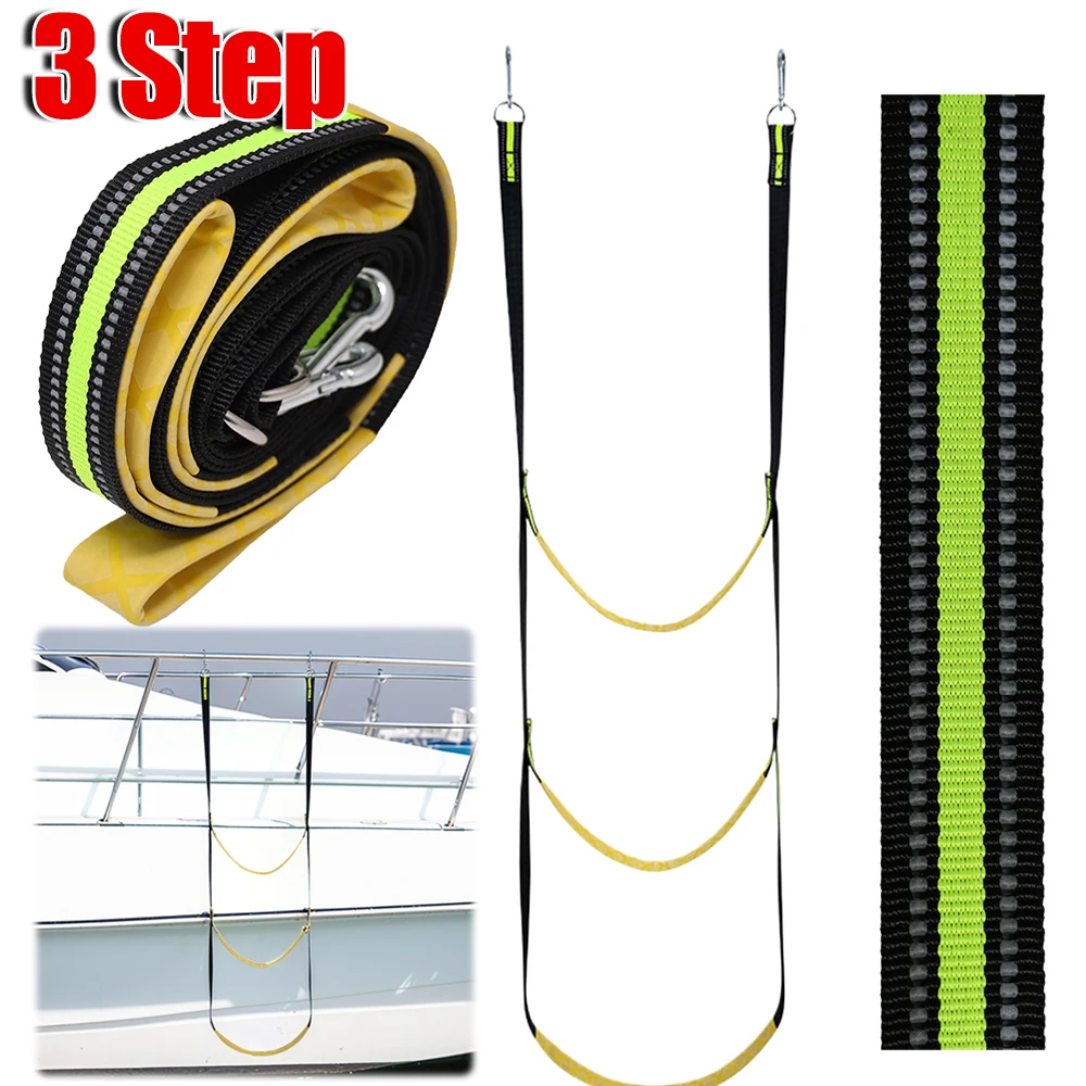 Launching Ladder Boat Folding Ladder Portable Nylon Yacht Boat Side Hanging Ladder3 Step Boat Rope Ladder Boarding Soft Ladder