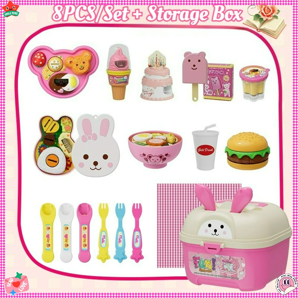 Nuovi 8 pezzi/set giocattoli per l'alimentazione alimentare di simulazione con scatola di immagazzinaggio - palla di riso dolce budino giocattolo per l'alimentazione giochi di ruolo per bambini prima educazione