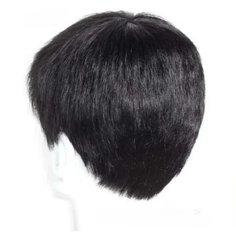 Men's Human Hair Fake Swiss Lace Men's Wig Hair Durable Men's Capillary Prosthetics Handmade Indian Hairpin Replacement System