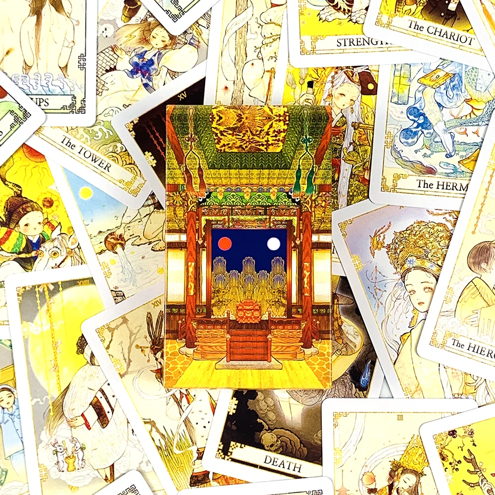 レトロタロットカード 78枚入り 中国風タロットデッキ クラシックデザイン 初心者とプロ向け 占い、瞑想、パーティーゲーム