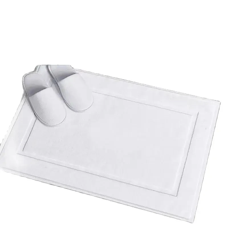 Thick Jacquard Floor Towel, 100% Cotton, Non-Slip, Water Absorption, White, SPA, Bathroom Mat, Hotel, Home, Grey Bath Mats