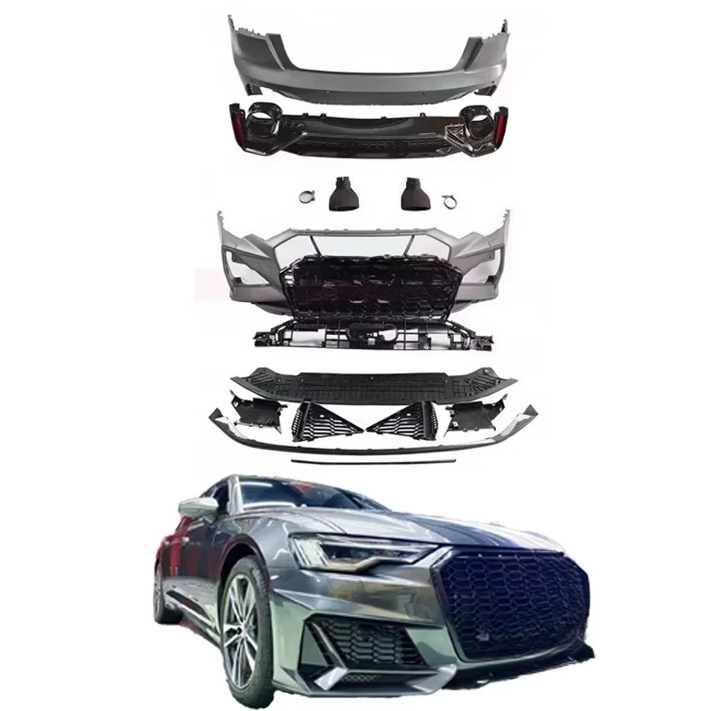 

Factory direct A6 A6L 18-22 body kit RS6 MTM version upgrade with front and rear bumper diffuser exhaust pipe side skirt