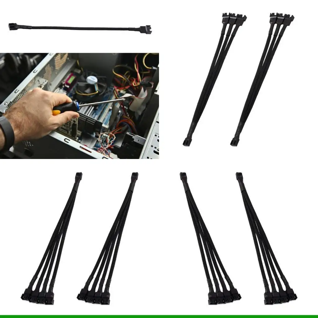 

U55C 26cm 4Pin 1 to 3 4 PWMs Fan Splitter Speed Control Extension Cable For Most Motherboards PVC Material
