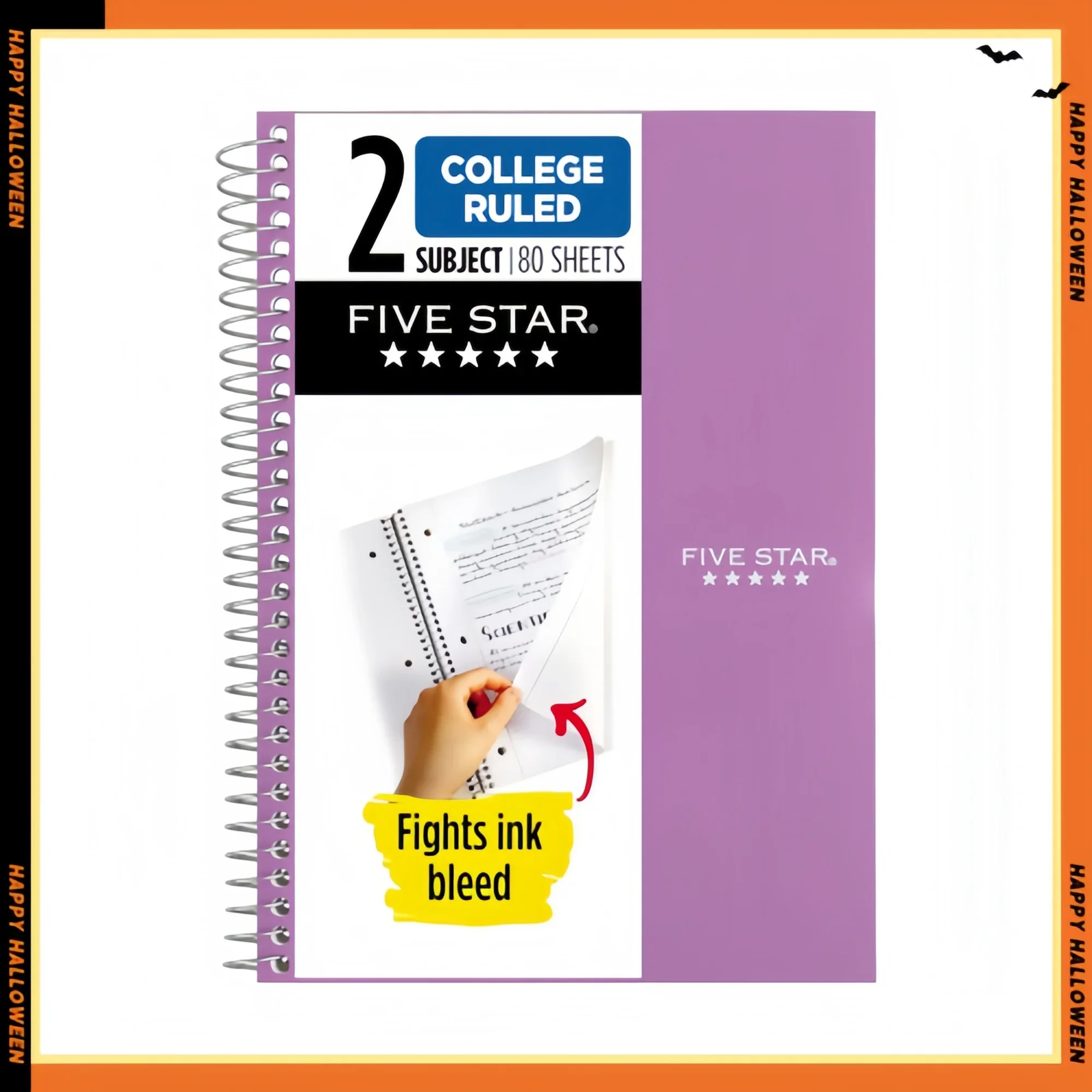 

Блокнот на спирали, 2 предмета, бумага в линейку для колледжа, 6 x 9-1/2 дюйма, 80 листов, кровообращение чернил Fights, водостойкая обложка