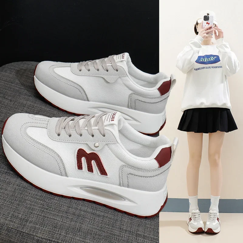 

Женские повседневные прогулочные туфли, летние кожаные кроссовки на плоской подошве со шнуровкой, модные женские кроссовки на плоской подошве