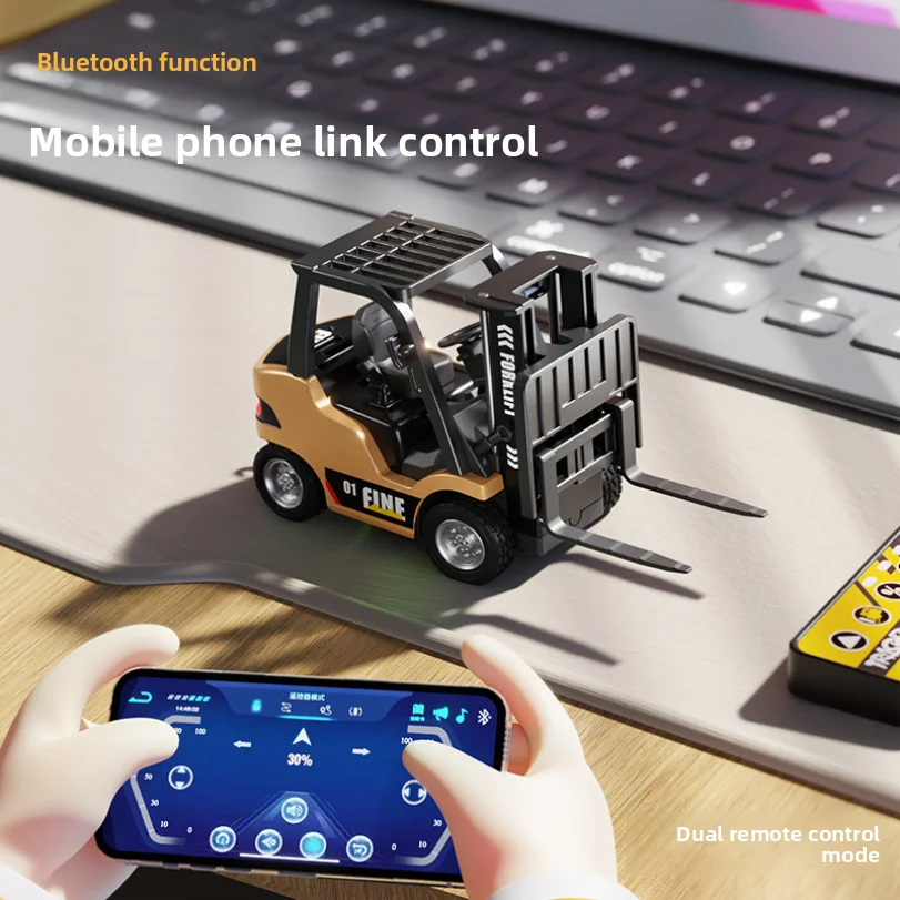 1: 64 Desktop Mini Alloy Remote Control Small Forklift Electric Simulation Engineering Vehicle Model Boy Remote Control Car With