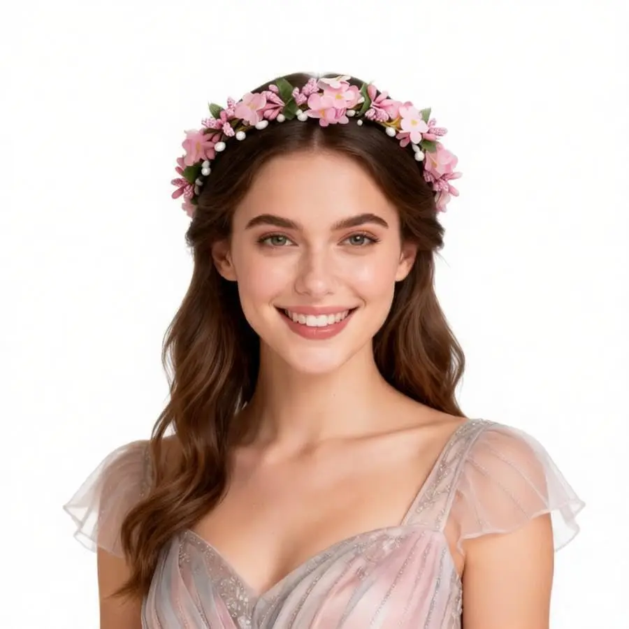 Wedding Hydrangea Flower Headband Spring Flower Crown Wreath Boho Garland Halo
