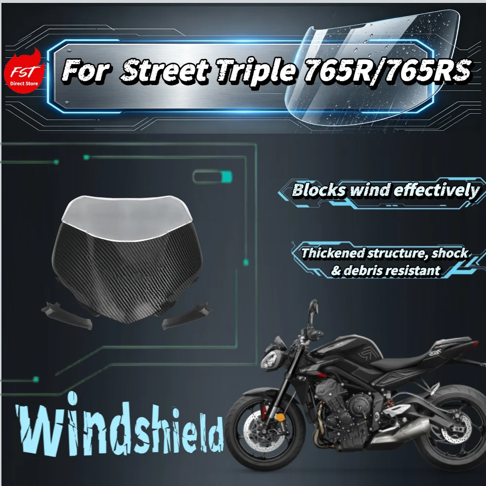 

For Street Triple 765R /RS 2023-2025, modified racing windscreen, front windshield fairing deflector