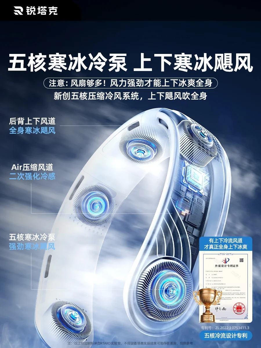 

Пятижильный холодный воздух, новый подвесной вентилятор на шею, зарядный портативный USB-вентилятор без листьев, бесшумный, ленивый, подвесной, на шее, артефакт наружного охлаждения