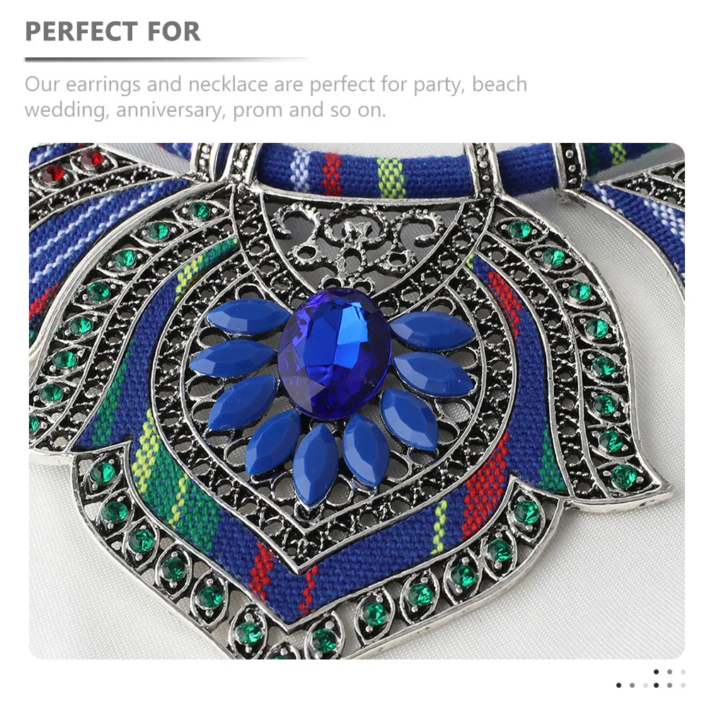 

1 Set Vintage Ethnic Jewelry Necklace Earring Set For Weddings Parties