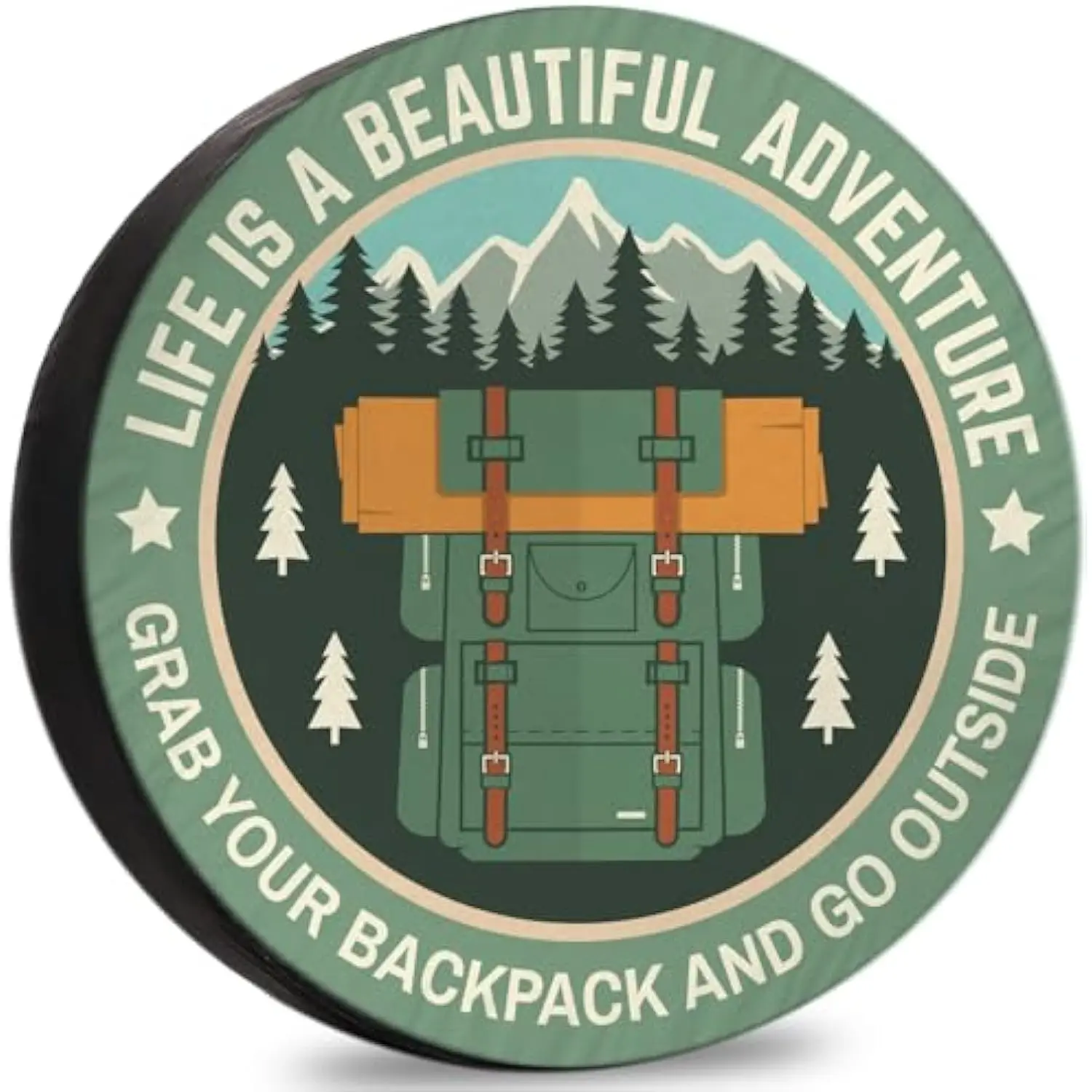 

Life is a Beautiful Adventure Backpack Tire Cover Weatherproof Spare Tire Cover for Trailer RV SUV Camping