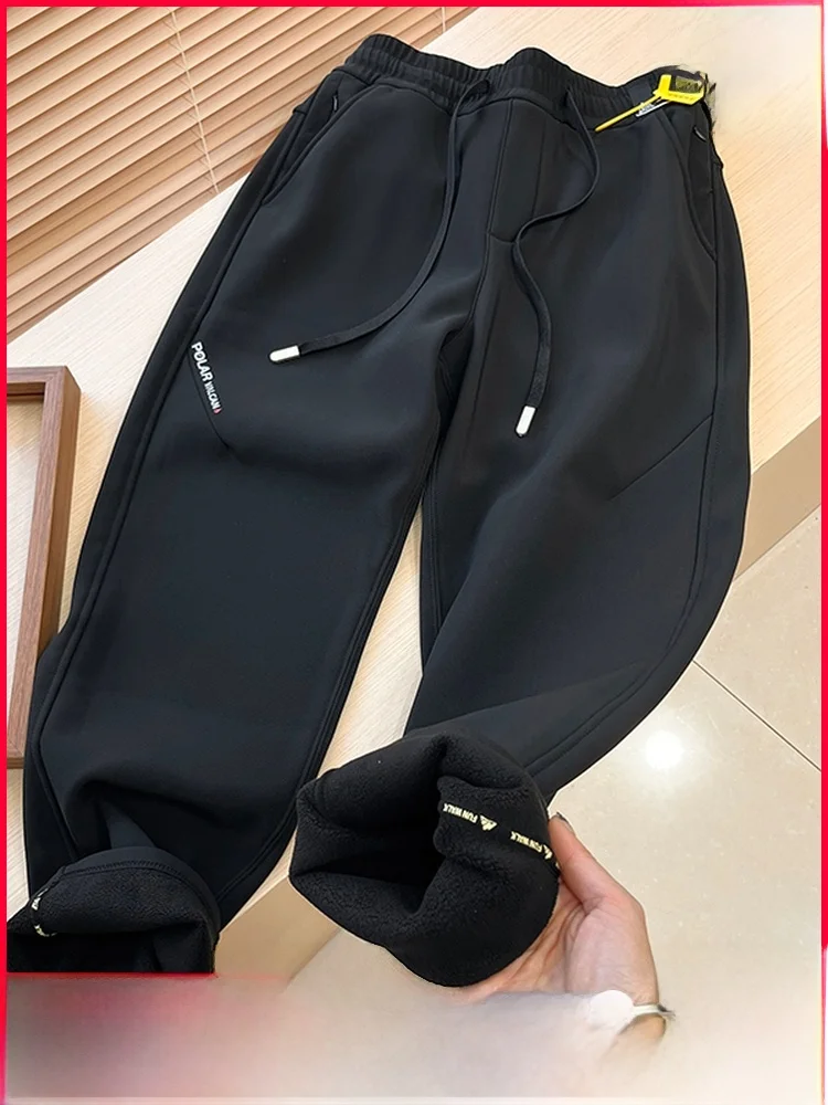 

New Arrival Men's Casual Pants Dstring Elastic Waist Knee Protector Wide Leg Straight Cut Winter Faion Comfortable Fit