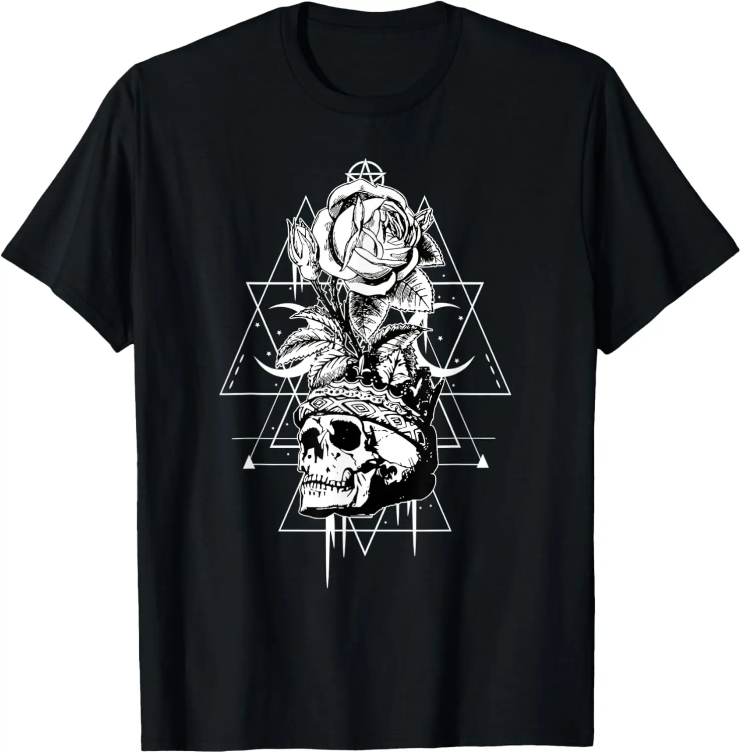 Camiseta de Tarot gótico de magia negra rosa con calavera oculta