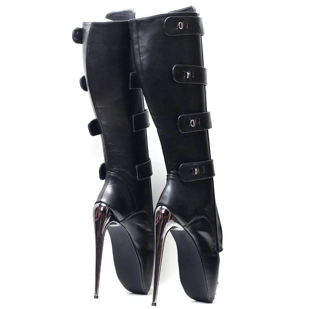 7 Inch Stiletto Heel Fetish Ballet Padlock Knee High boots Unisex Size 36-46