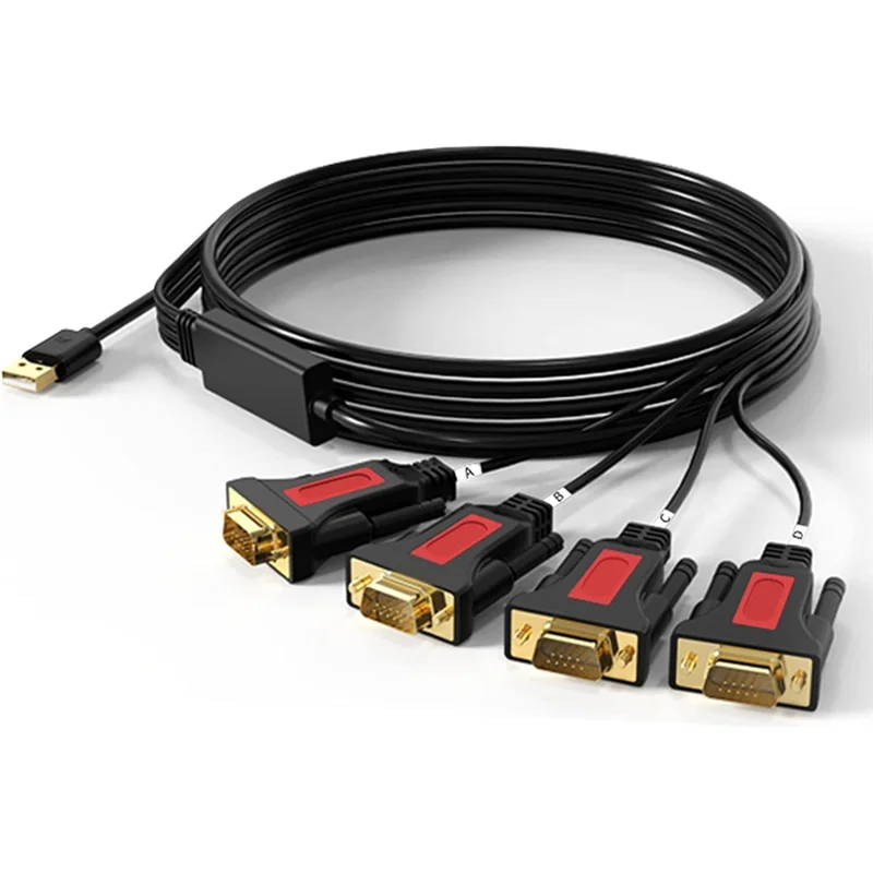 A95Q-9-Pin Adapter Cable 1-To-4DB9 Male Connector Cable For MAC OS, Windows, Android, Linux