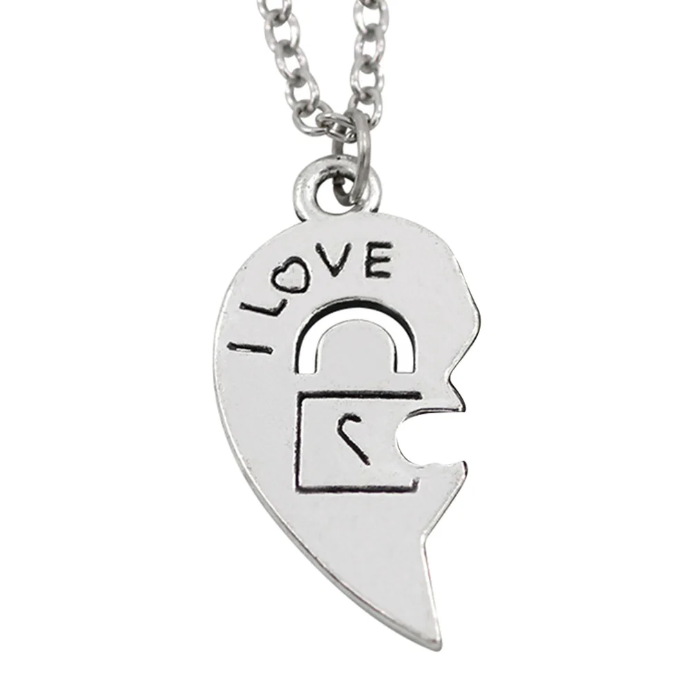 

Letter Peach Heart Necklace I Love You Valentine's Day Pendant Couple Necklaces Key Lovers