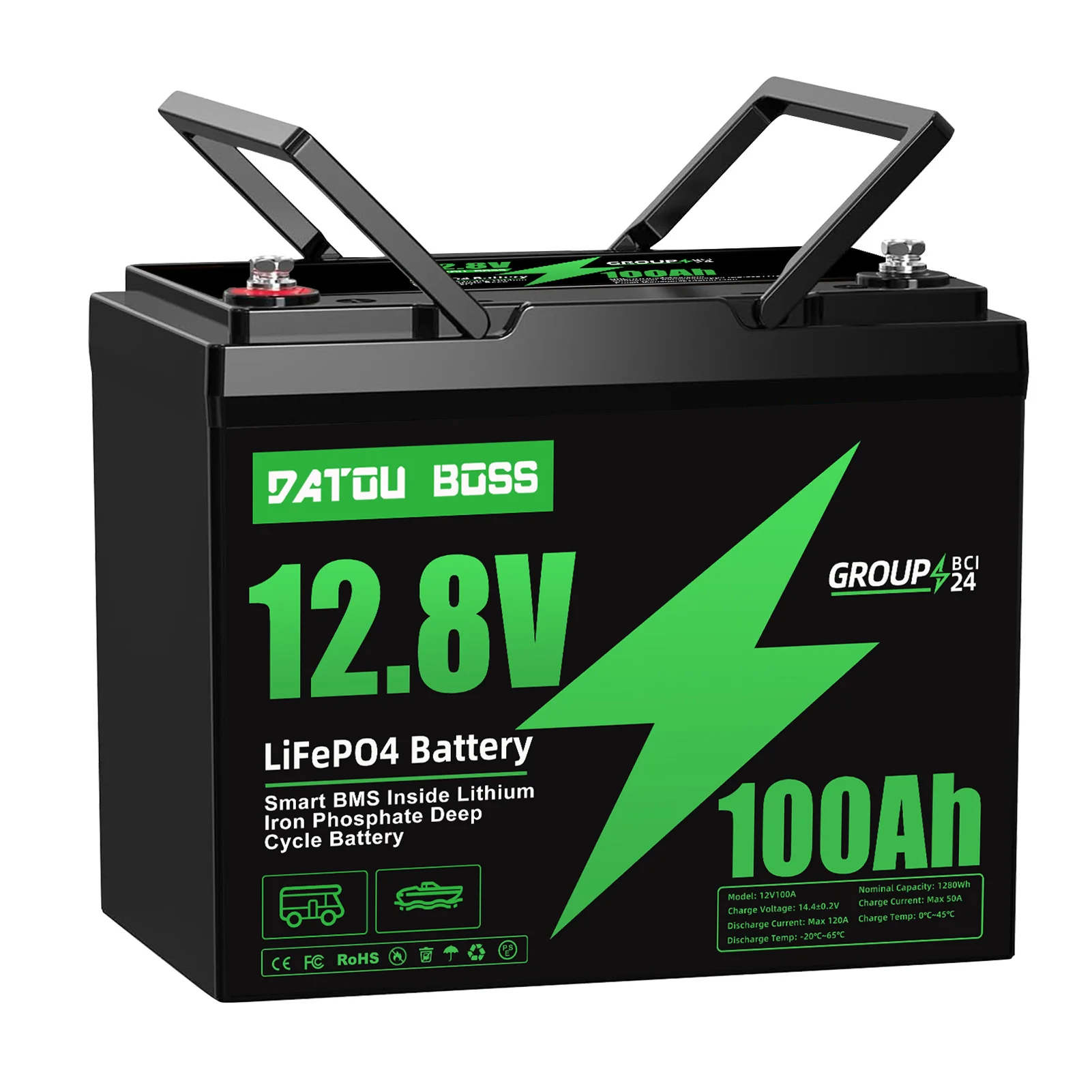 MFUZOP 12V 100Ah LiFePO4 Battery with Low-Temp Protection, Built