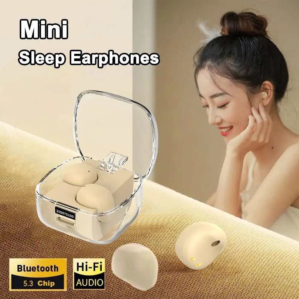 

Bluetooth 5,3 мини-невидимые наушники для сна с шумоподавлением Hi-Fi стерео офисная гарнитура водонепроницаемые спортивные наушники для упражнений