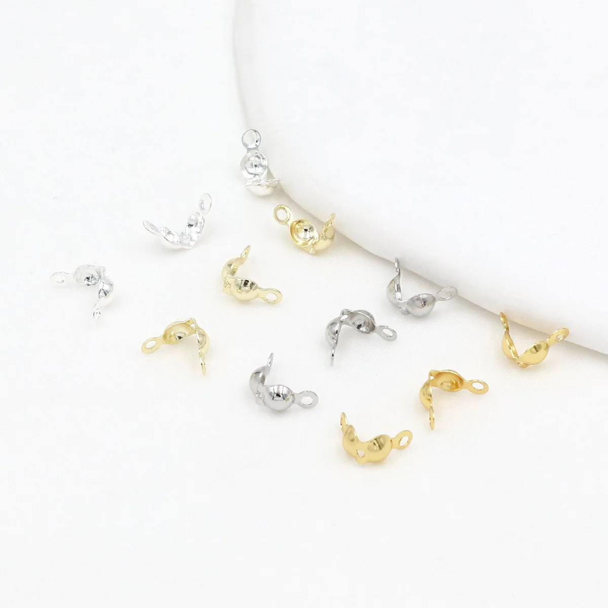 50/100Pcs Crimp Beads Cover 18K Gold Plated 3.2mm 3.6mm 4mm Callot End Caps For Bracelets Accessories Jewelry Making Supplies