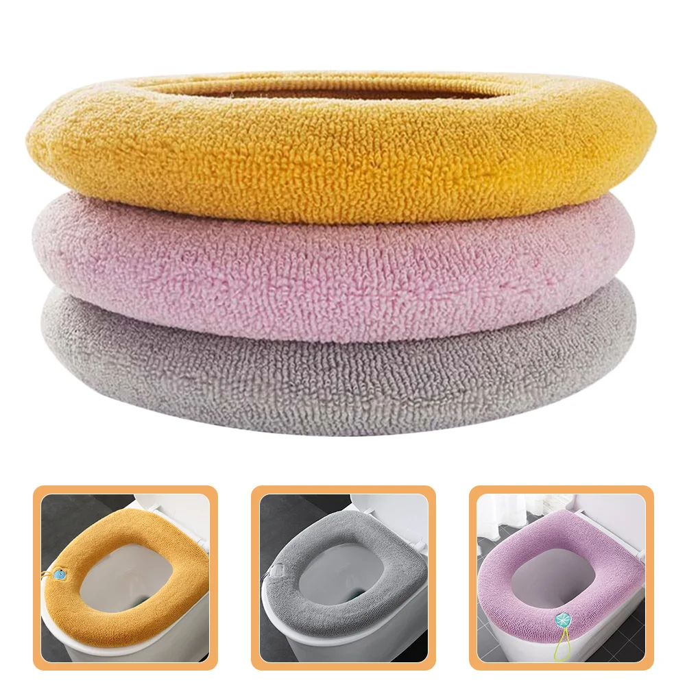

3Pcs Toilet Seat Cushion Thick Washable Reusable Soft Polyester Seat Cover Pad for Bathroom Travel Use Toilet Cover