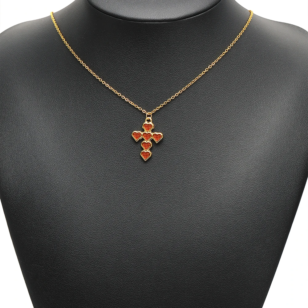 5Pcs Stainless Steel Enamel Heart Cross Charms Gold Plated Pendants for DIY Handmade Jewelry Making Necklace Bracelet Supplies