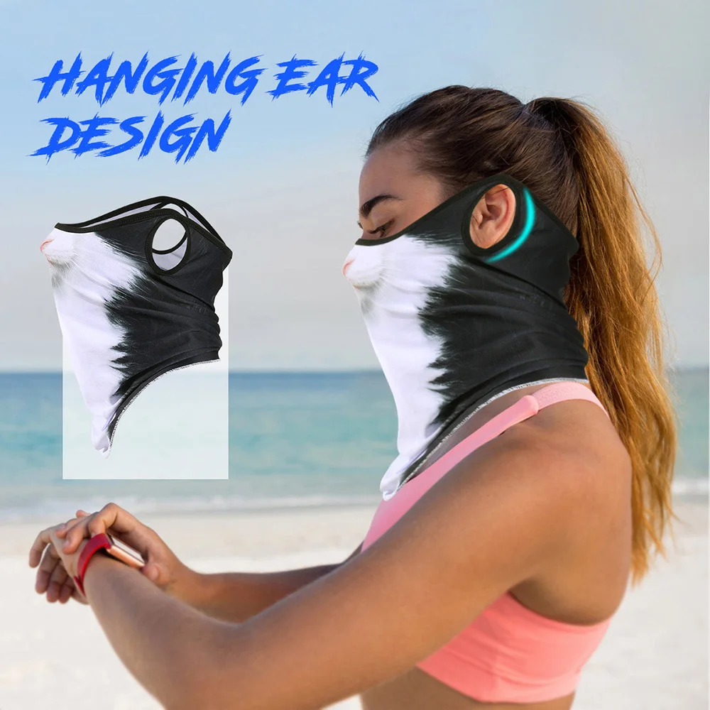 3D Printed Scarf Triangle Face Mask Hanging Ear Cycling Sports Hiking Running Windproof Bandana Breathable Neck Gaiter Men Women