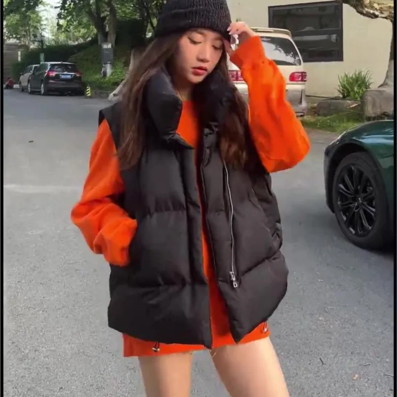 2025 moda feminina outono nova gola elegante para baixo casacos quentes outerwear casual cinto sem mangas inverno feminino coletes jaquetas