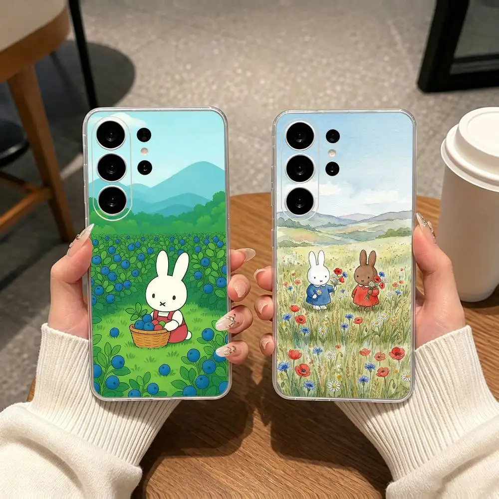 Classic Cute m-miffy  Phone Case For Samsung S25,S24,S21,S22,S23,S30,Ultra,S20,Plus,Fe Transparent Cover