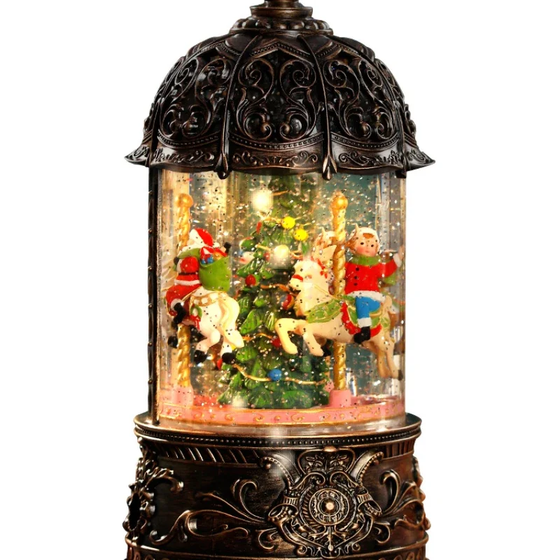 Carousel Music Box Christmas Ornament Music Box Children's Crystal Ball Snow Birthday Gifts for Boys and Girls