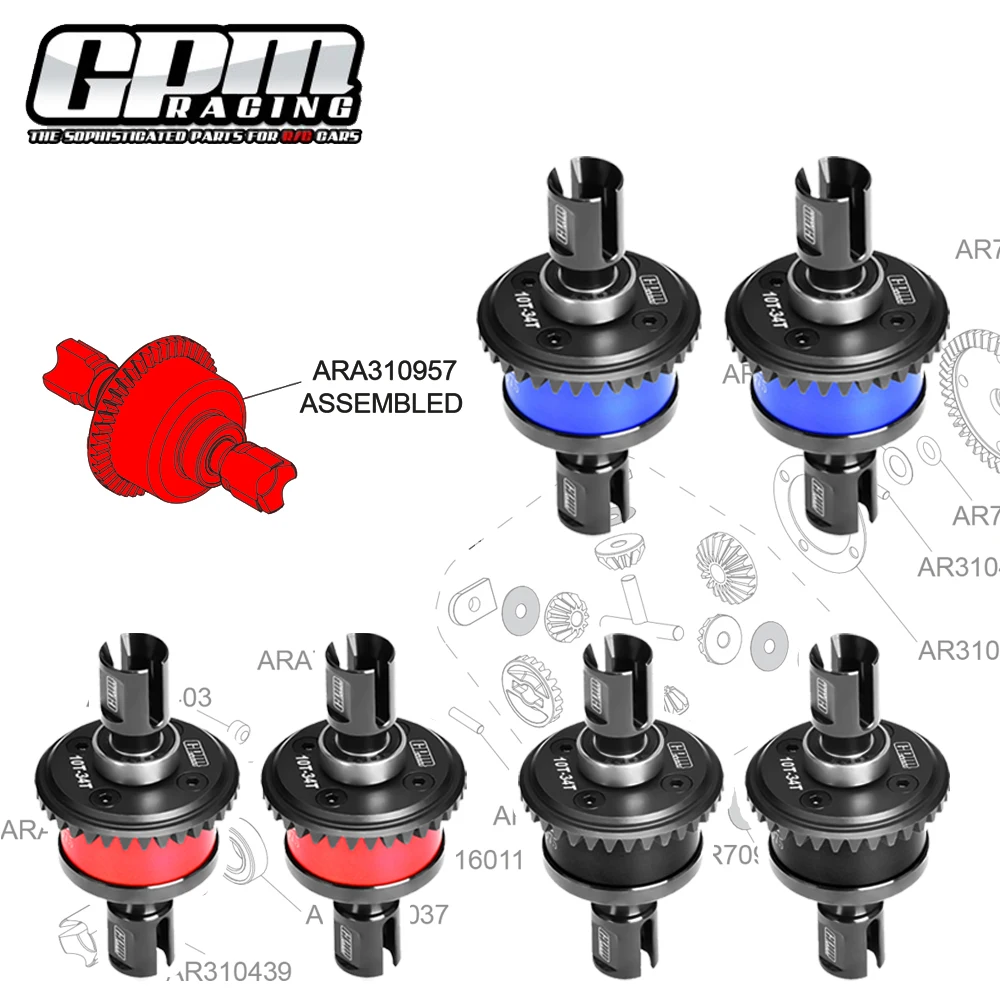 GPM لـ ARRMA 1/7 FIRETEAM BIG ROCK MOJAVE 1/8 Kraton Outcast V6 TALION 6S مجموعة فرق أمامية وخلفية معدنية من الفولاذ ARA311066 ARA311199