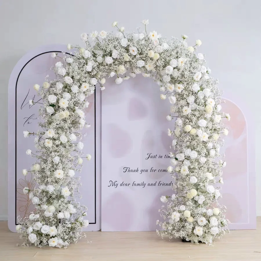 

natural imitation artificial flower church silk flower arrangement white rose wedding arch event background