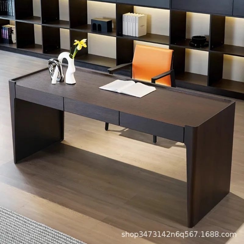 Desk minimalist home study living room computer desk modern minimalist smoked wood office writing desk