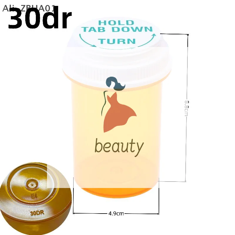 5/10/20Pcs Plastic Bottle With Double-sided Cap Child-resistant Yet Easy To Open Pharmaceutical Container Empty