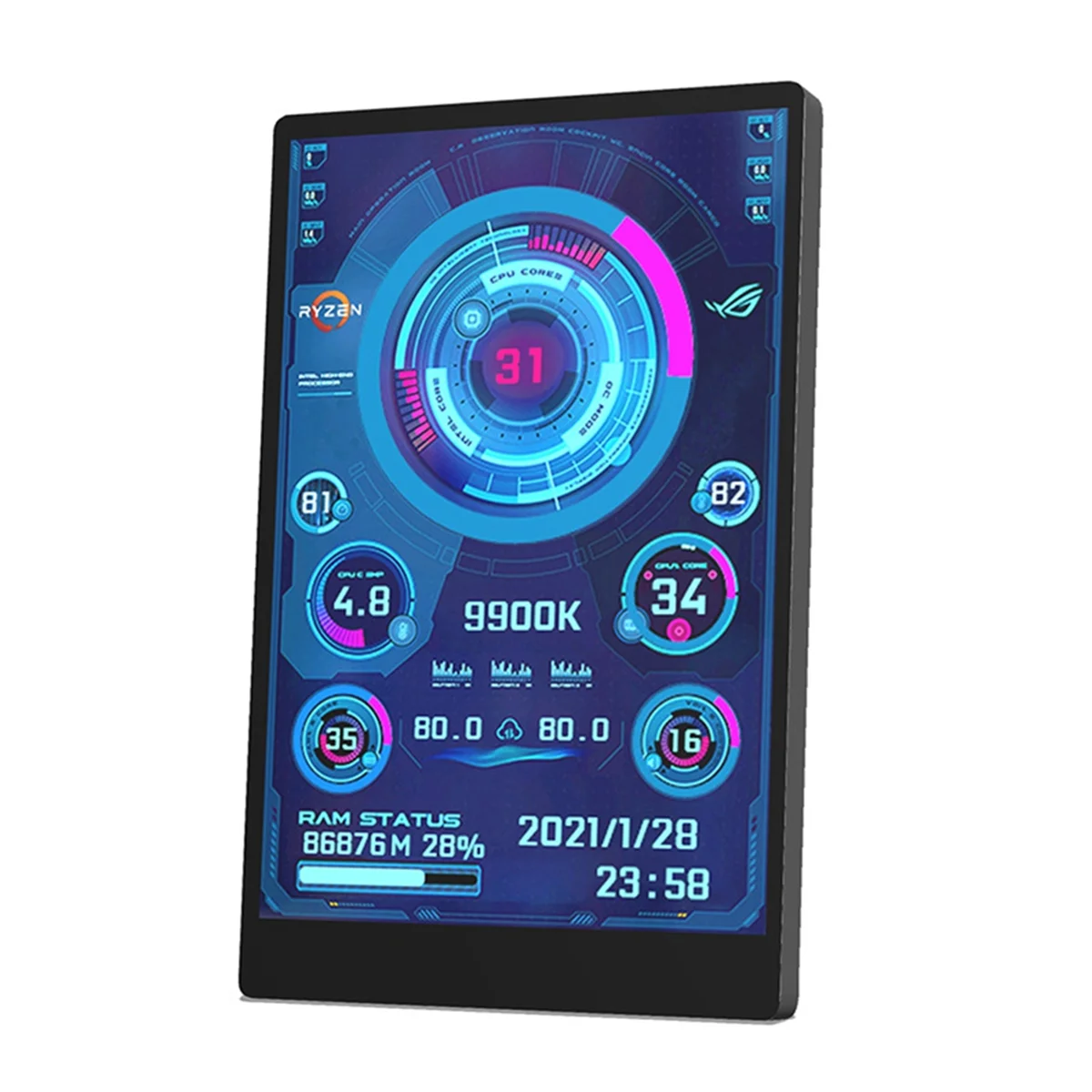 رائع للكمبيوتر لوحدة المعالجة المركزية GPU RAM HDD عرض 3.5 بوصة IPS Type-C شاشة ثانوية 320X480 USB شاشات كريستال بلورية بحرية AIDA64 Win10 #6