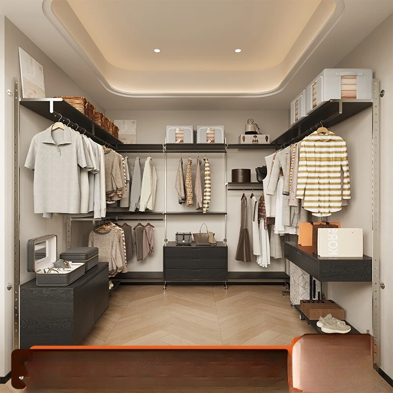 

Open cloakroom, walk-in wardrobe solid wood corner coat rack